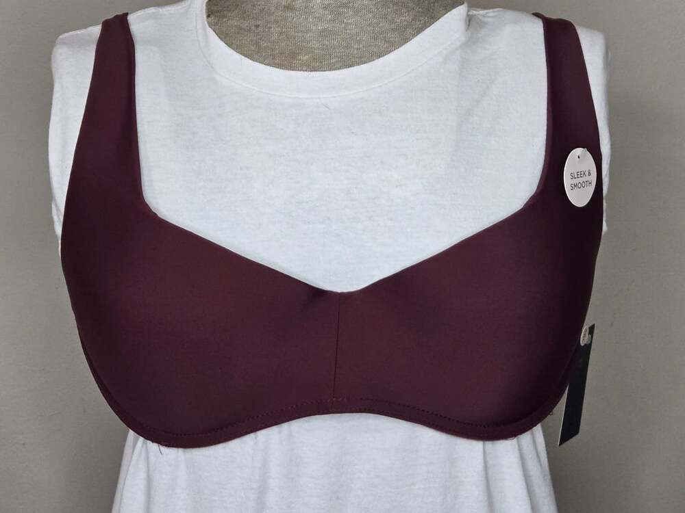 Danskin Sleek & Smooth Bra Size 38C Maroon Burgundy New With Tags